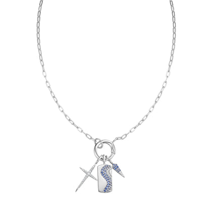 Silver Mini Link Charm Chain Connector Necklace