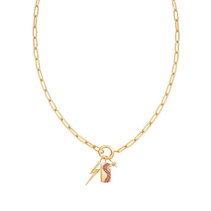 Gold Wave Pink Sparkle Charm