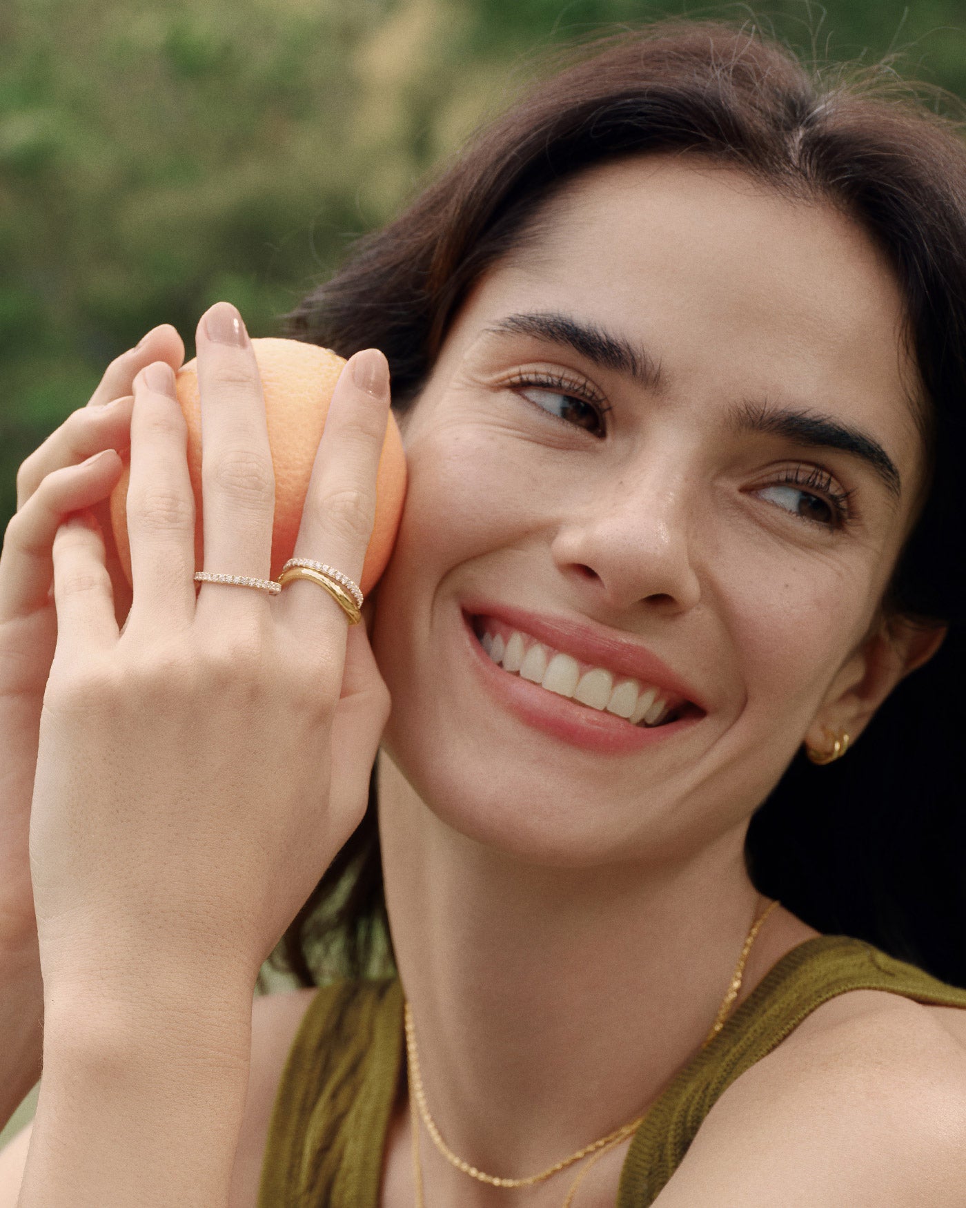 Gold pavé band ring lifestyle