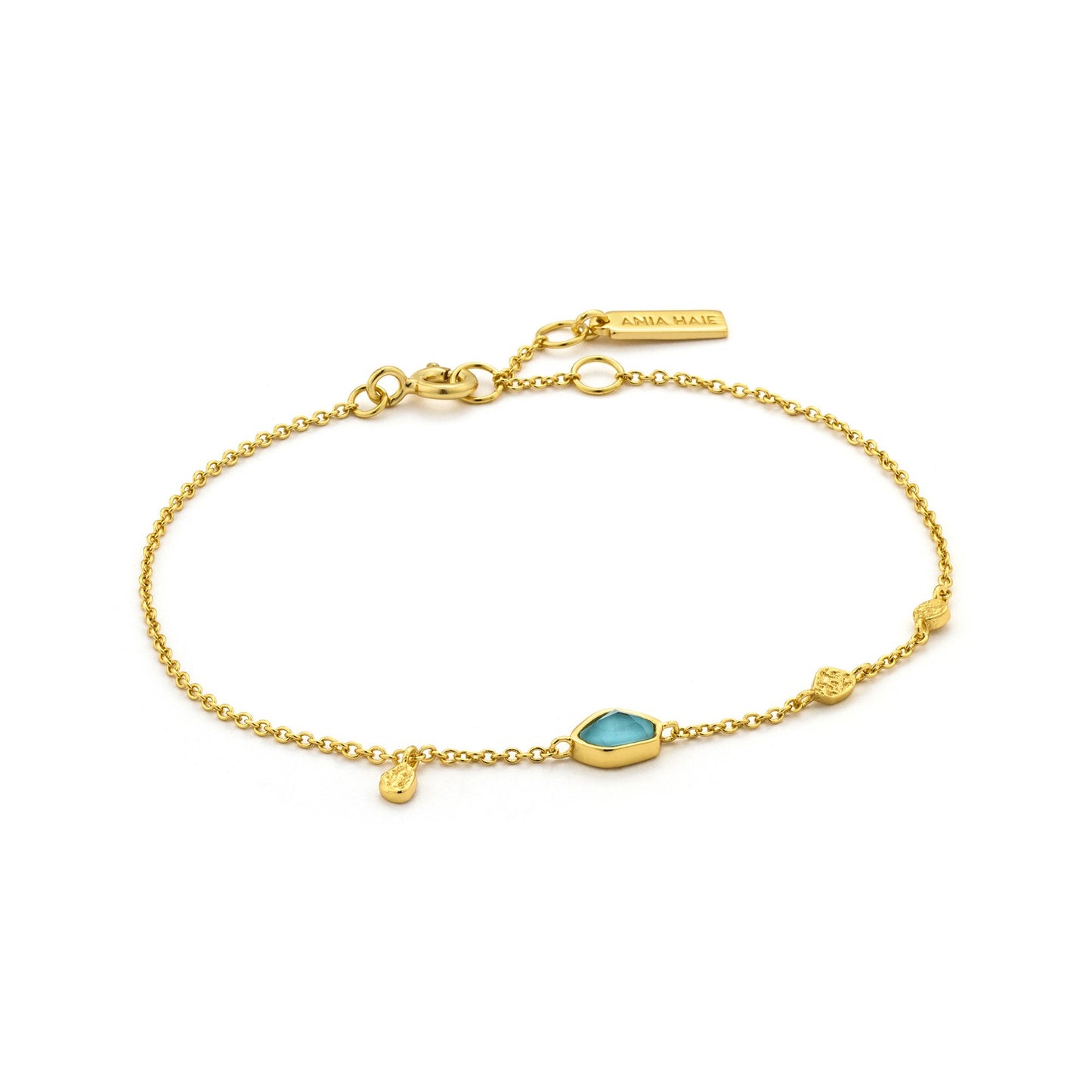 Turquoise discs gold bracelet