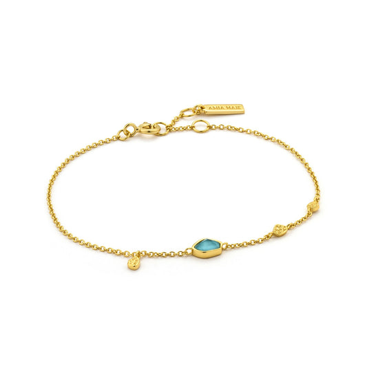 Turquoise discs gold bracelet