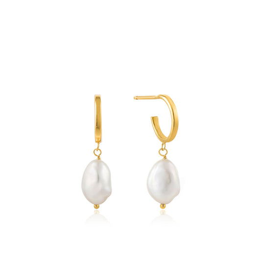 Gold Pearl Mini Hoop Earrings - Ania Haie