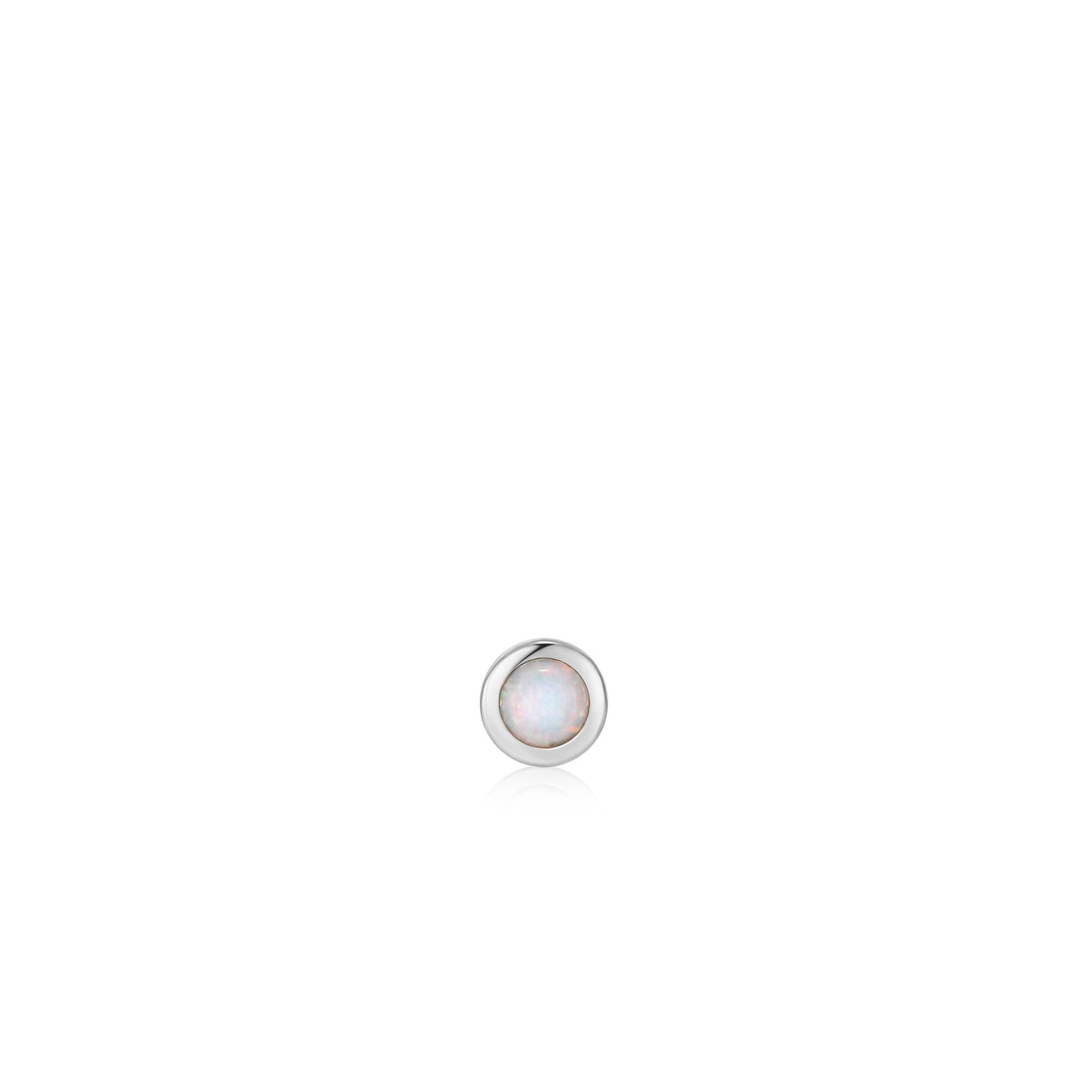 Silver Kyoto Opal Bezel Barbell Single Earring