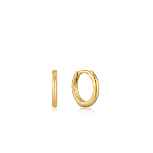 Gold smooth mini huggie hoop earrings