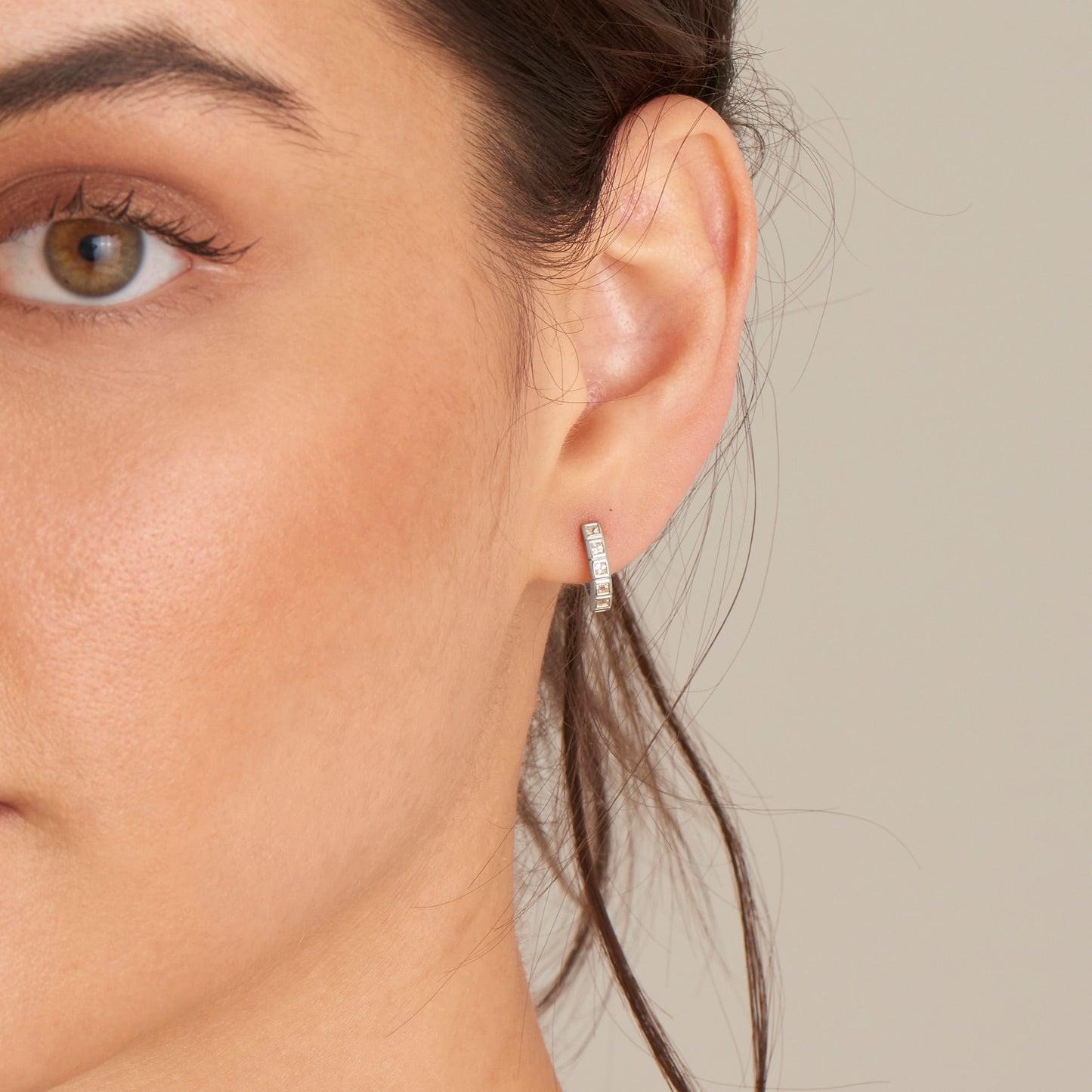 Silver Glam Huggie Hoop Earrings