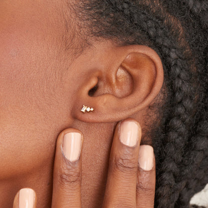 Glam Mini Climber Gold Stud Earrings
