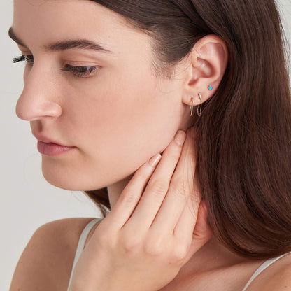 14kt Gold Mini Hoop Stud Earrings
