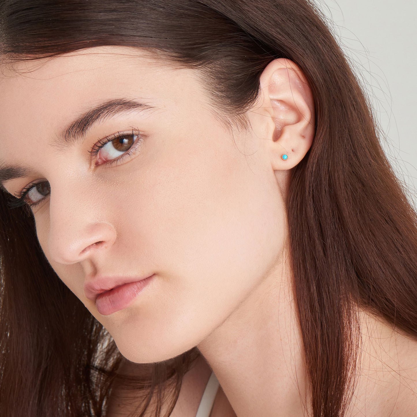 14kt Gold Turquoise Cabochon Stud Earrings