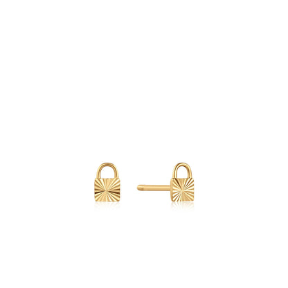 14kt Gold Padlock Stud Earrings