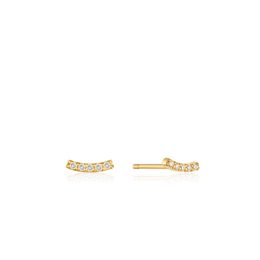 14kt Gold Magma Diamond Curve Stud Earrings
