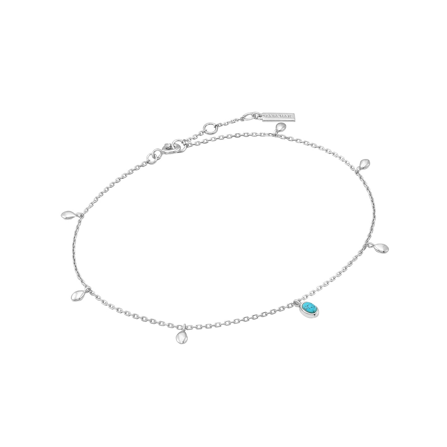 Silver Turquoise Drop Pendant Anklet