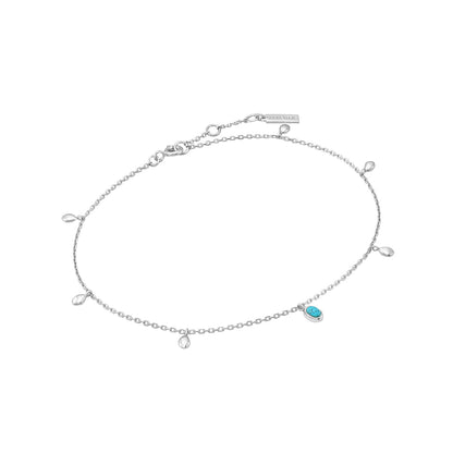 Silver Turquoise Drop Pendant Anklet