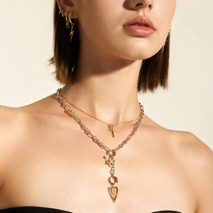 Gold Mini Link Charm Chain Necklace