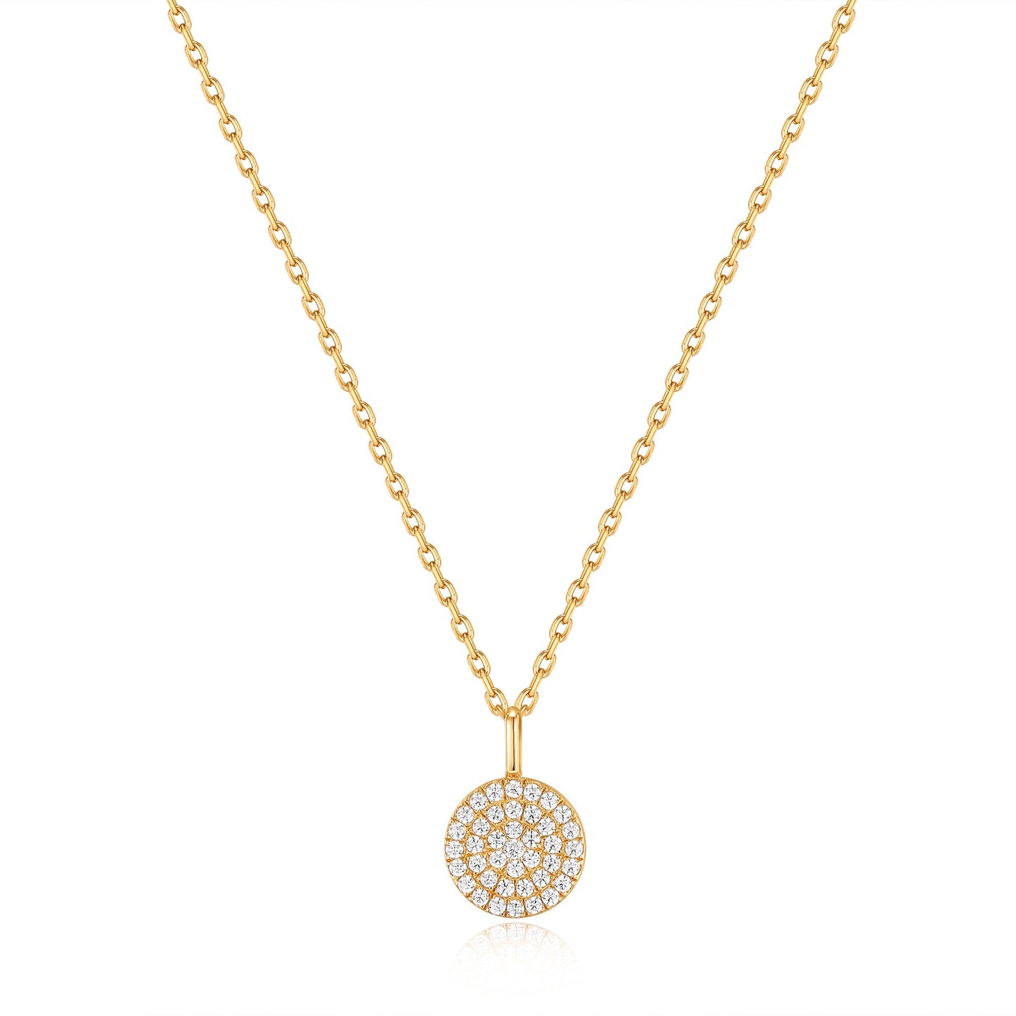 Gold glam disc pendant necklace
