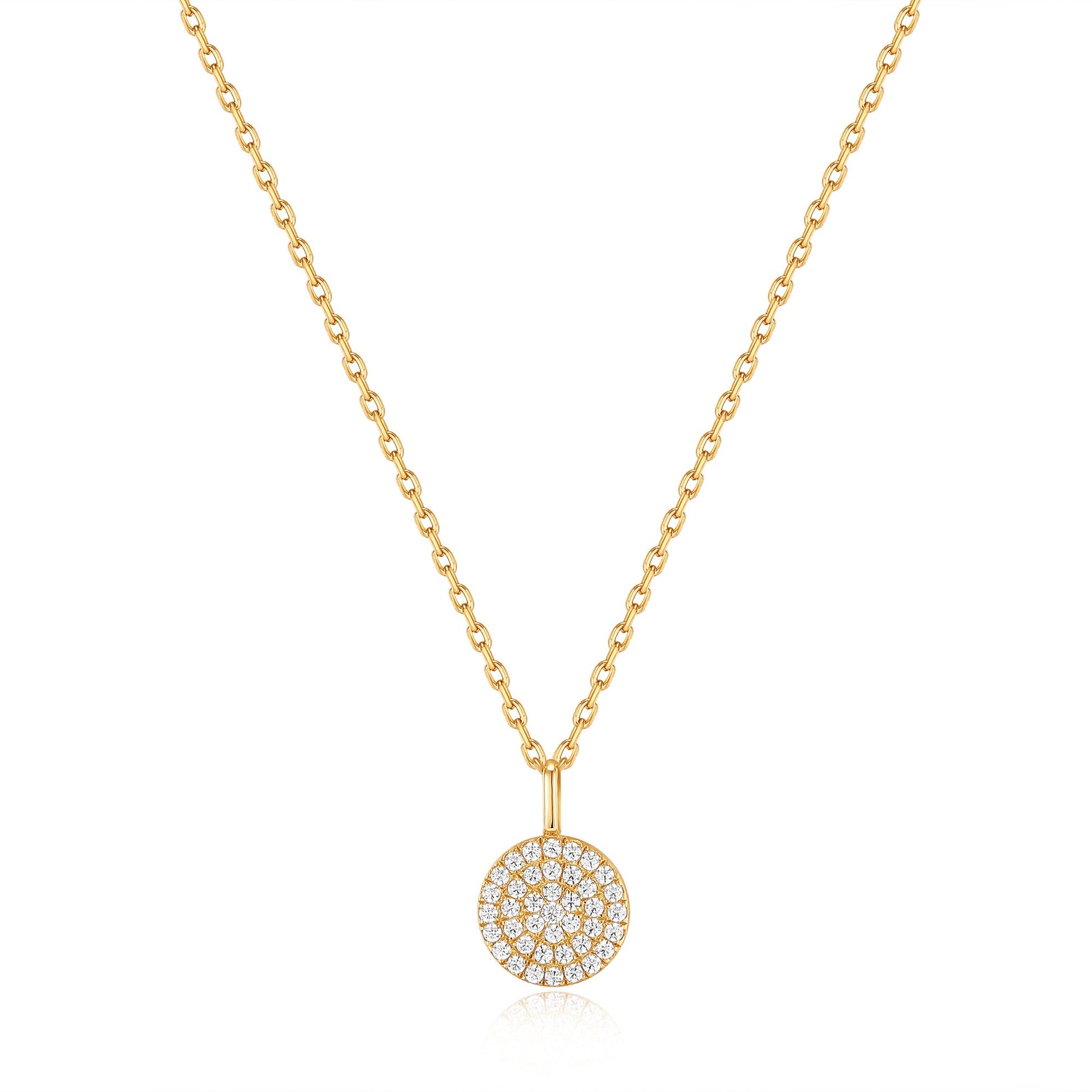 Gold glam disc pendant necklace