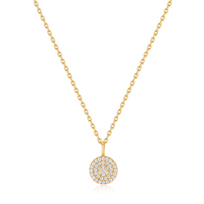 Gold glam disc pendant necklace