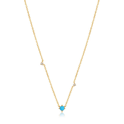 14kt Gold Turquoise and White Sapphire Necklace