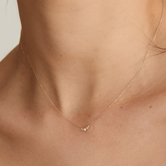 14kt Gold Pearl and White Sapphire Radiance Necklace