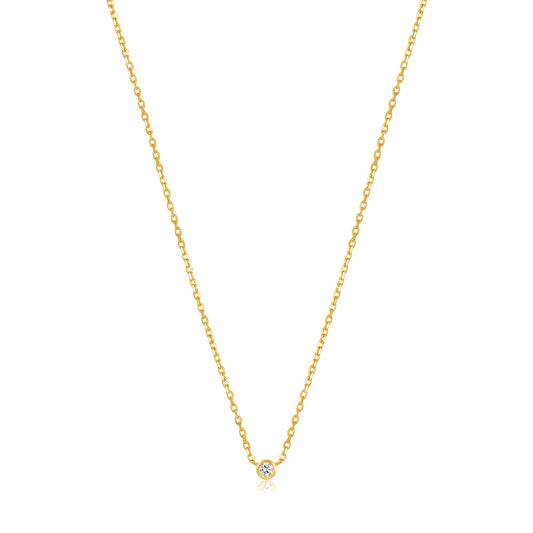 14kt Gold Single Natural Diamond Necklace