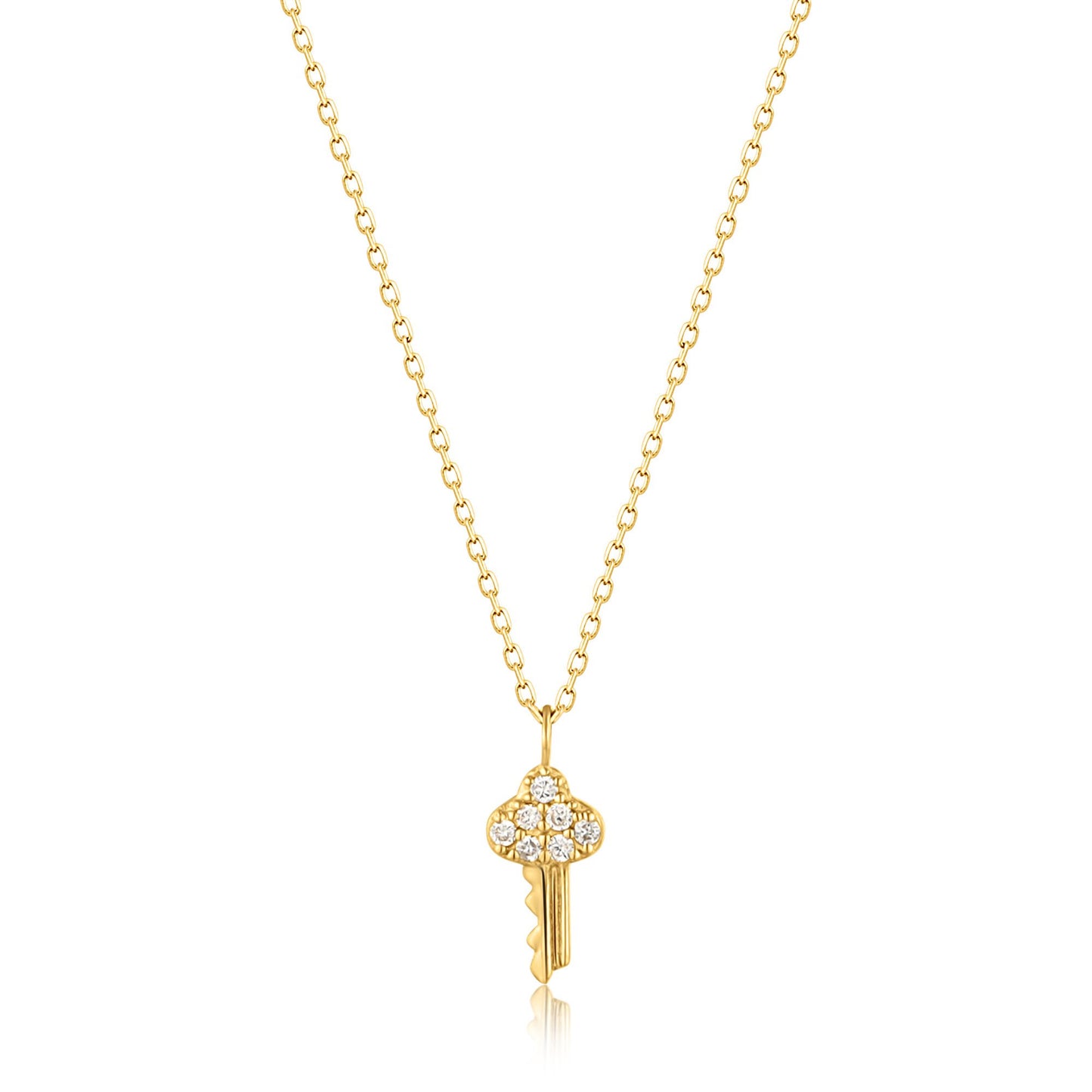 14kt Gold Natural Diamond Key Necklace