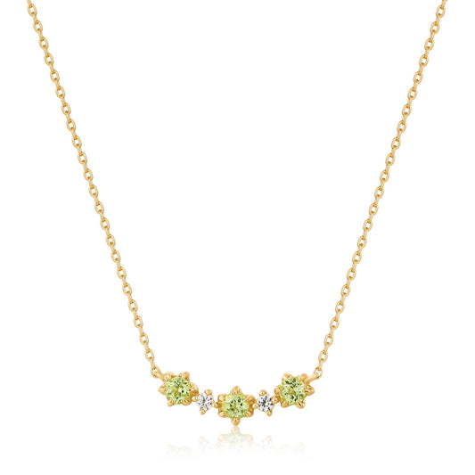 14kt Gold Peridot and White Sapphire Necklace